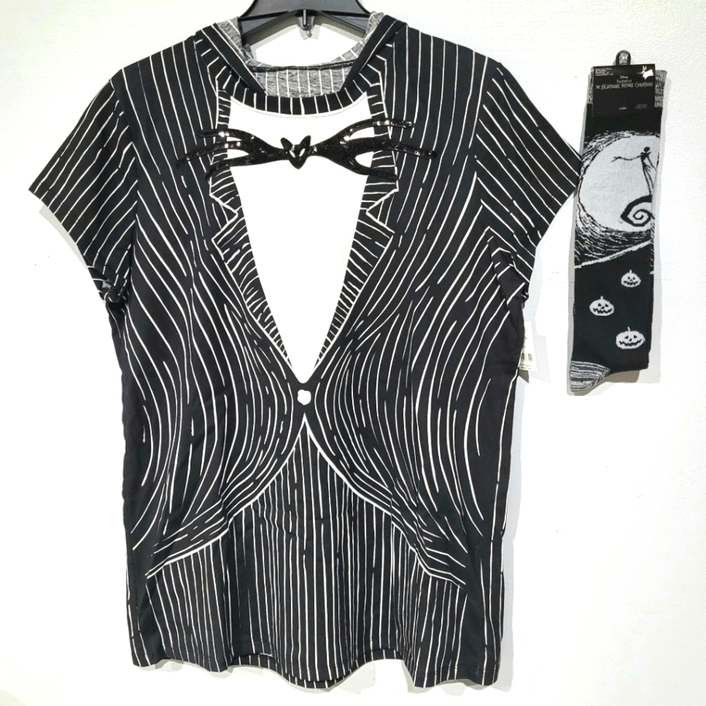 Jack Skellington Set of Hooded T-Shirt & Knee Socks Nightmare Before Christmas